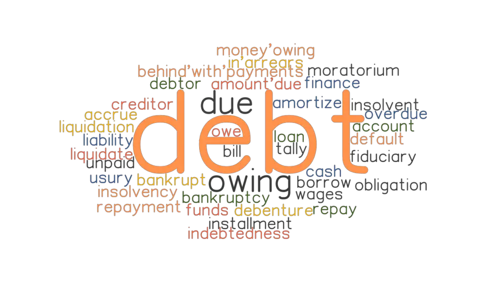in debt to synonym