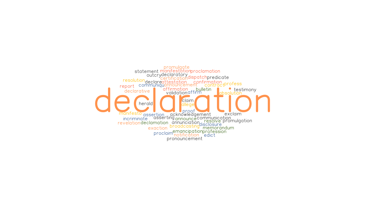 DECLARATION Synonyms And Related Words What Is Another Word For 