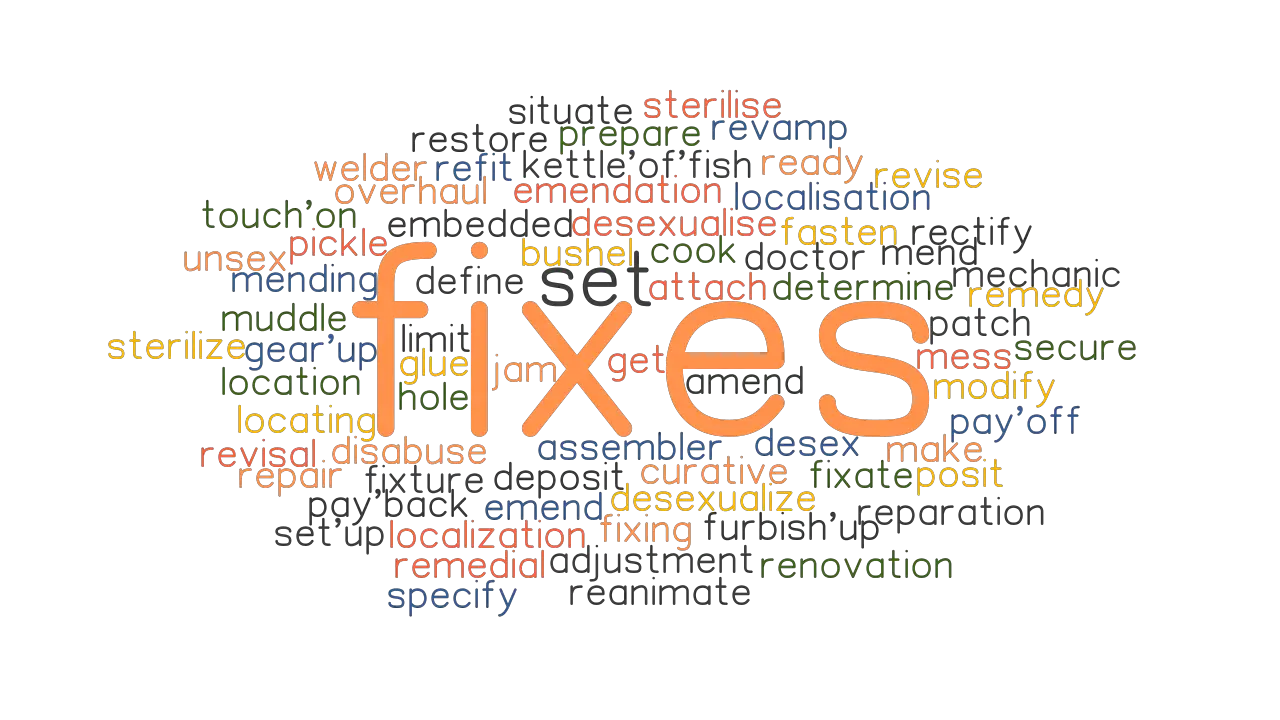 FIXES Synonyms And Related Words What Is Another Word For FIXES 