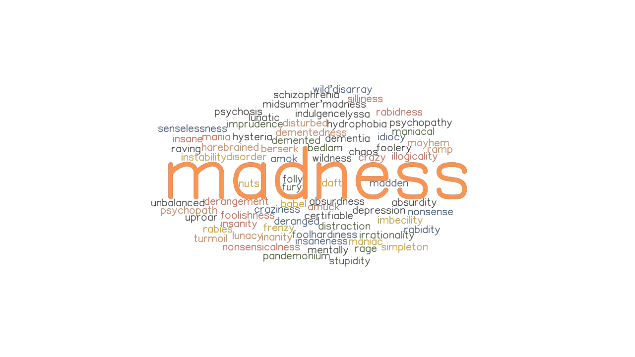 MADNESS Synonyms And Related Words What Is Another Word For MADNESS 