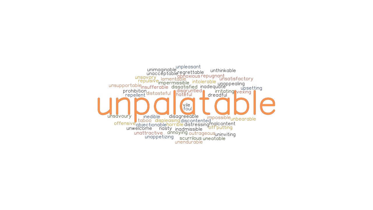 UNPALATABLE Synonyms And Related Words What Is Another Word For 