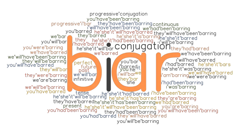 Bar Past Tense Verb Forms, Conjugate BAR