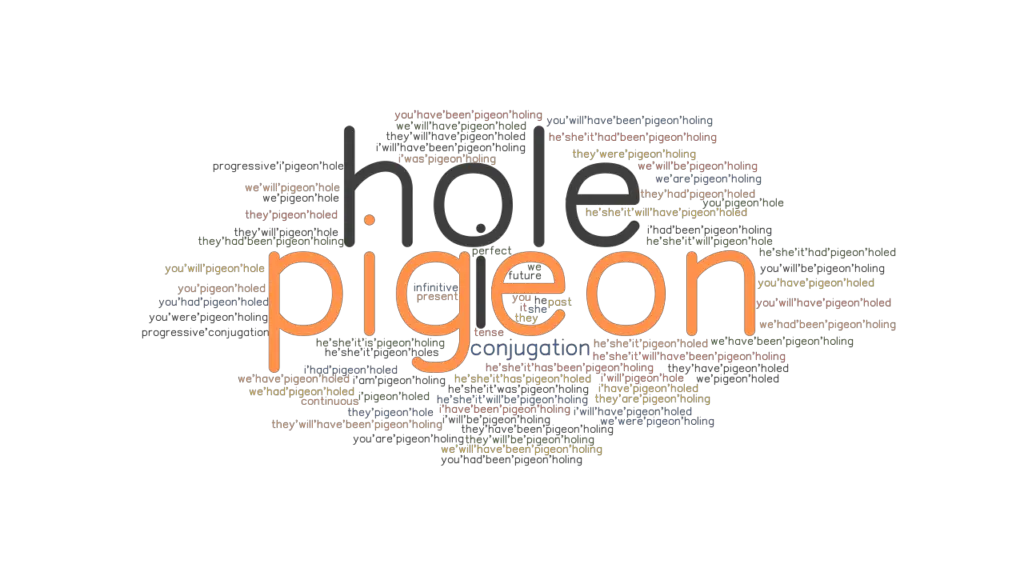 Pigeonhole Past Tense Verb Forms, Conjugate PIGEONHOLE