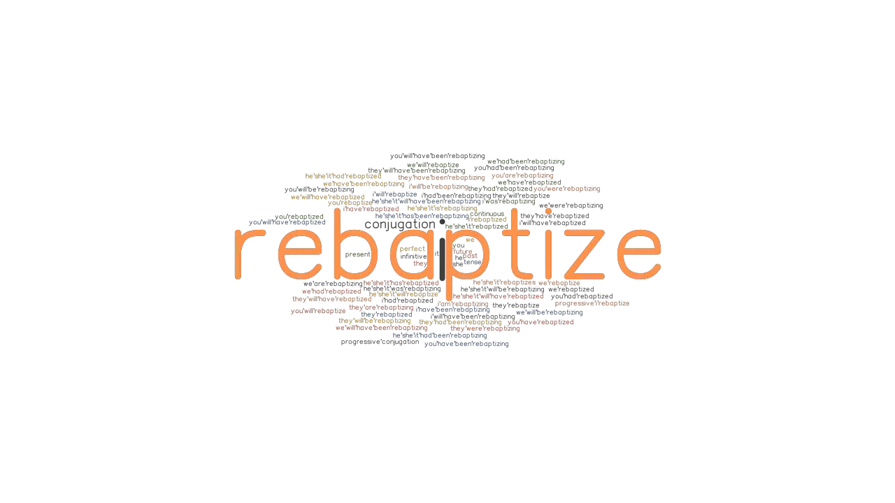 Rebaptize Past Tense Verb Forms, Conjugate REBAPTIZE