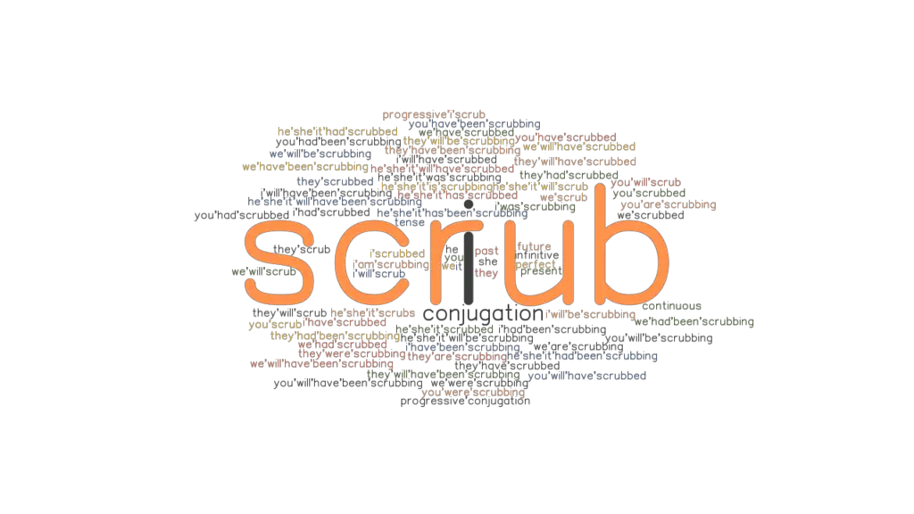 Scrub Past Tense Verb Forms, Conjugate SCRUB
