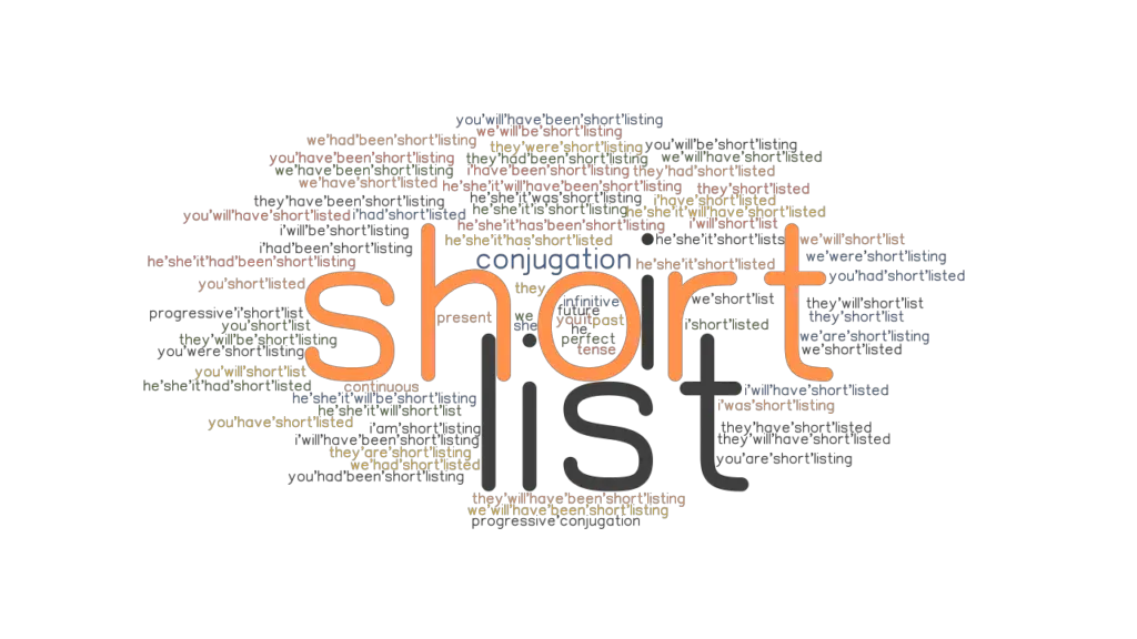 Shortlist Past Tense Verb Forms, Conjugate SHORTLIST